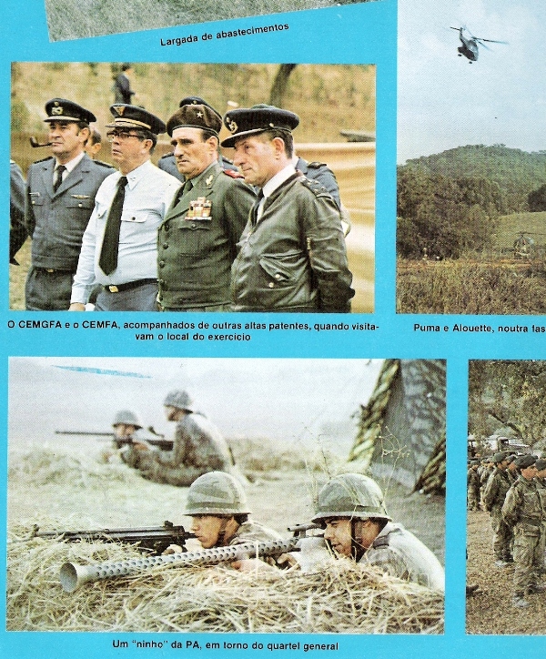 A revista "Mais Alto" na sua reportagem sobre o exercicio "Jupíter 82" apresentou uma foto de elementos da Policia Aérea a fazer uso do LFoguetes.