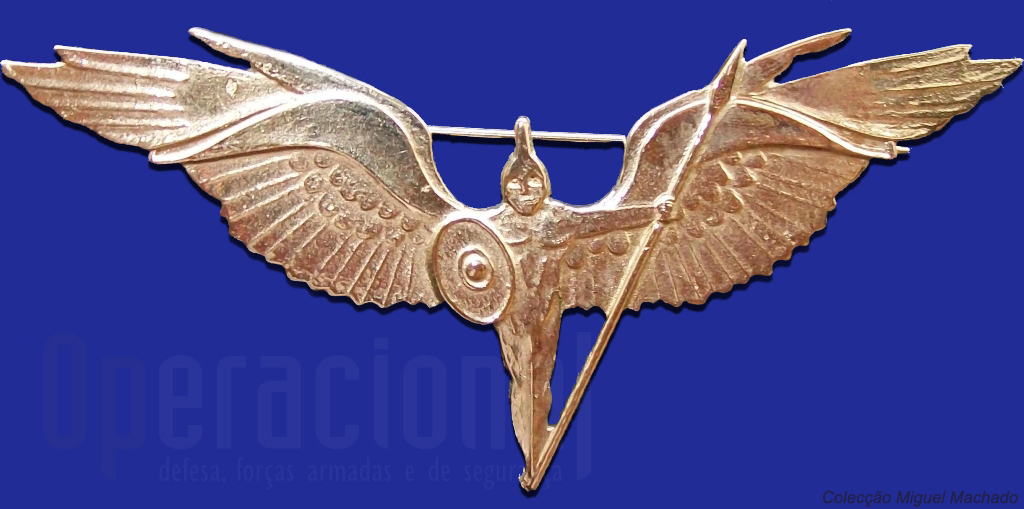 A insignia da Unidade de Protecção da Força: Ares, Deus da Guerra, representado a imponência do poder aéreo e a sua protecção.