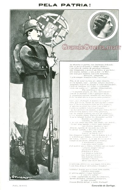 "Pela Pátria" - Poema de Esmeralda Santiago Ilustração de Stuart Carvalhais In: Ilustração Portuguesa n.º 456 de 16 de Novembro de 1914 (Colecção particular)