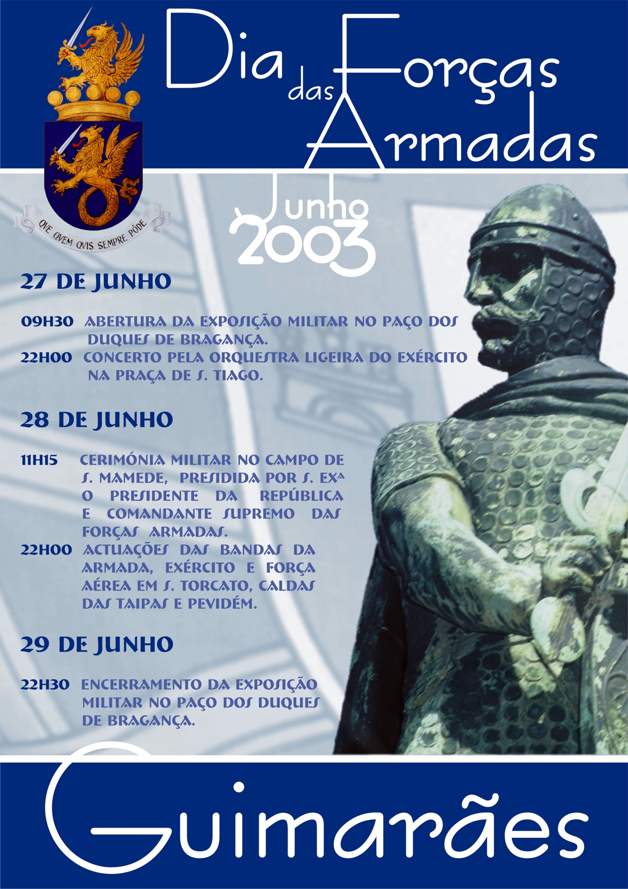 O primeiro Diadas Forças Armadas versão 2003/2005 tinha um programa modesto. Esperava-se a prazo que o "Dia" dos ramos perdessem relevância e este assumisse grande impacto nacional.