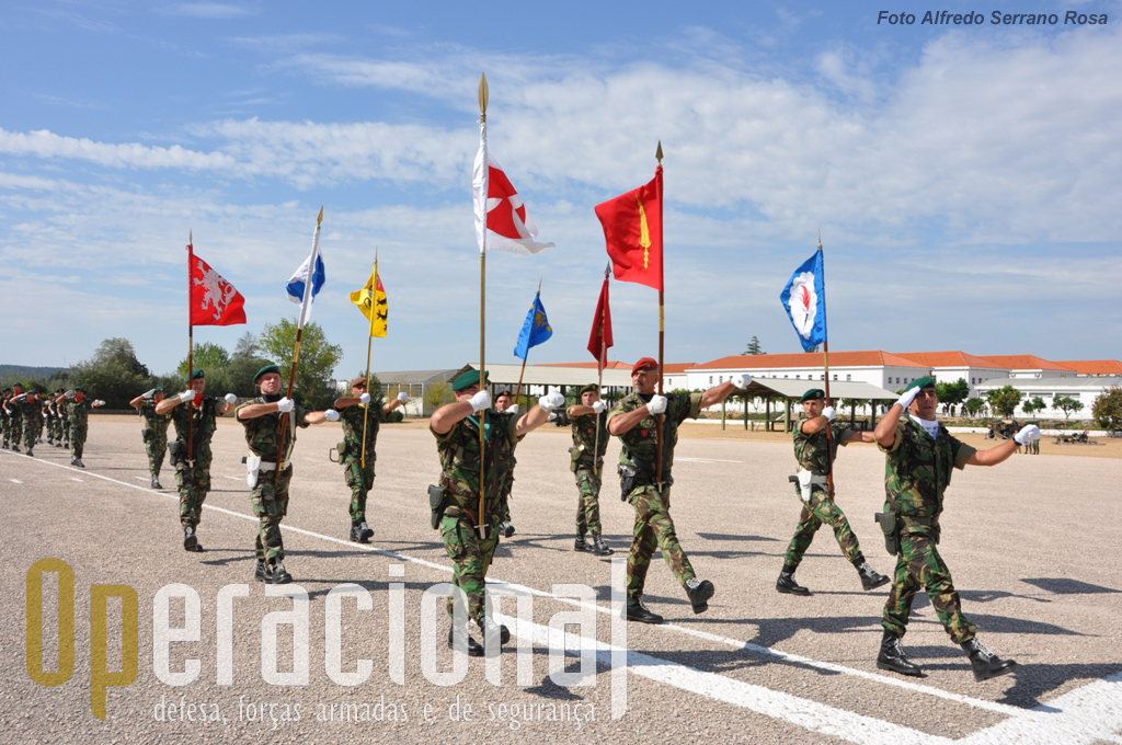 Bloco de Guiões Heráldicos das "Unidades Territorias" da Brigada de Reacção Rápida.