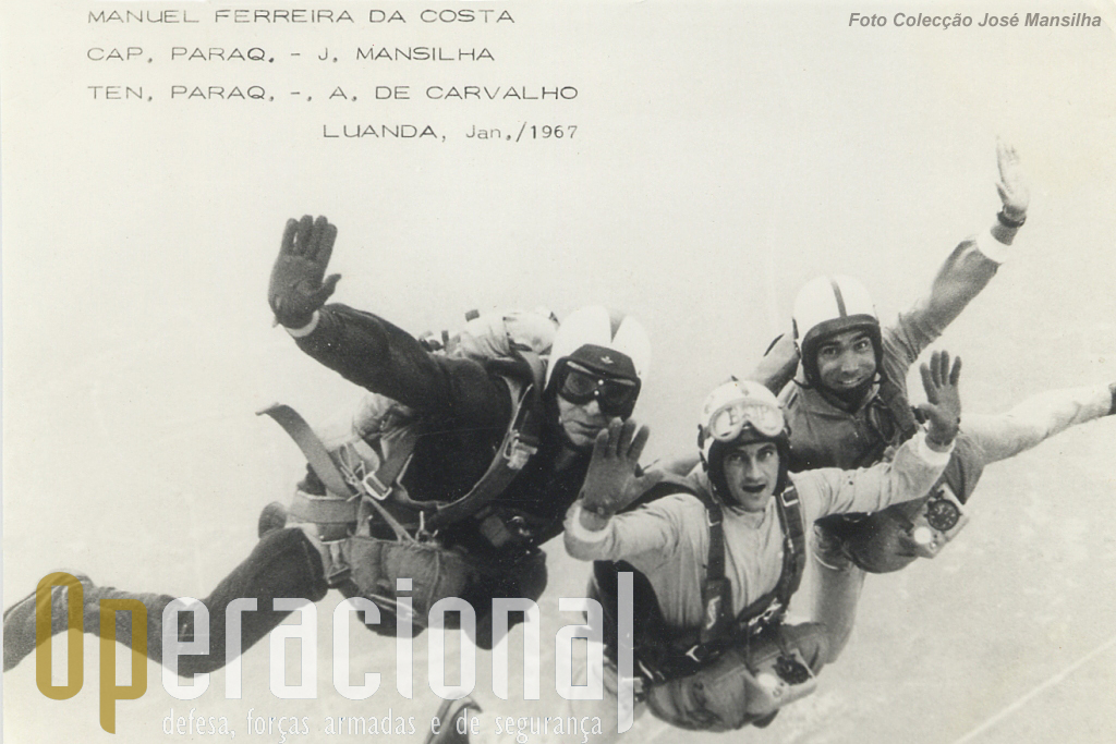 Angola, 1967: salto sobre Luanda (da esquerda), Ferreira da Costa, José Mansilha e Albano Carvalho         