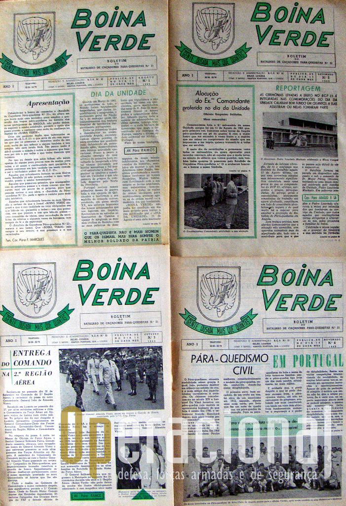 Primeiros 4 exemplares do "Boina Verde", em fomato e papel jornal, quinzenal, em 1965.