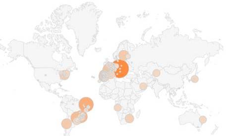 Origem das visitas de dispositivos móveis em 2012.