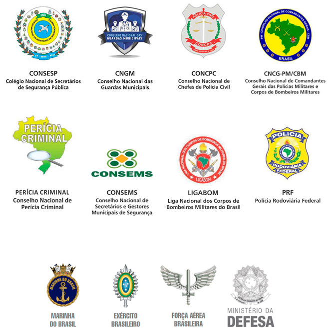 Entidades oficiais que apoiaram a realização da LAAD 15 no Rio de Janeiro. 
