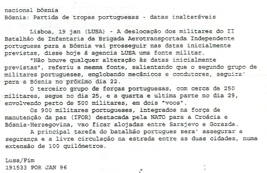 19JAN1996 - Agência LUSA